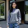 Suéter de Lana Cachemira Hengyuanxiang para Mujer, Cuello Redondo Pequeño, Nuevo Estilo Otoño e Invierno 2025, Color Sólido, Versátil, Suéter Cálido para Mujer