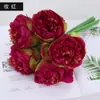 Flores Artificiales Estilo Europeo Atadas a Mano Peonías de 5 Cabezas, Flores Artificiales para Decoración del Hogar, Suministros para Bodas, Plantas Verdes Artificiales al por Mayor
