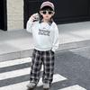 Conjunto de Calça Xadrez de Outono para Meninos 2025 Primavera e Outono Estilo Coreano Estilo Infantil Conjunto Esportivo de Duas Peças Roupas de Bebê Tendência