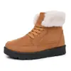 Botas de Neve Femininas 2026 Novo Modelo Cano Alto com Cadarço Quentes de Algodão para Exterior com Forro de Fleece Espessadas à Prova de Frio Tamanho Grande Sapatos de Algodão com Solado Macio