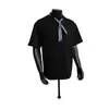 Camiseta de verano para hombre de diseñador de nicho, estilo náutico, cuadros azules, manga corta, hombro normal, polo de dos piezas falso, algodón