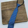 Gravata Masculina Formal de Zíper, Gravata Preta Estilo Coreano com Listras Azuis para Noivo
