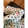 Conjunto de pijama feminino para primavera e outono, manga longa e calça longa, com bolinhas azuis e marrons, gola redonda, estilo amarração, roupa de casa, atacado para vendas transfronteiriças