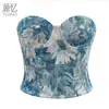 Sutiã Bustier Jacquard Espinha de Peixe Pintura a Óleo Feminino Bandeau Modelador de Cintura Corset Fonte de Fábrica Transfronteiriça Europeia e Americana