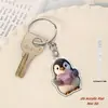 Nuevo Llavero Colgante Anillo Pingüino Pequeño Corazón de Material Acrílico Plano 2D Transfronterizo
