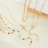 Colar com Pingente de Cruz de Diamante Nova Moda Criativa Transfronteiriço Corrente de Franja de Alta Qualidade para Mulheres Corrente de Clavícula Empilhada Atacado