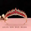Traje nupcial festivo rojo de tres piezas, collar, pendientes, corona, tocado, accesorios de boda, corona de cumpleaños, accesorios para el cabello para mujer