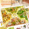 48.0 Pegatinas de Paisaje Dibujos Animados Escena Miniatura Grande Collage Pegatinas de Capas Tridimensionales 3D Pegatinas para Diario DIY