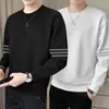 Sudadera casual para hombre, nuevo modelo de otoño, negro, blanco, gris, corte holgado, cuello redondo, sin capucha, manga larga, top deportivo, chaqueta versátil