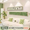 Pintura Decorativa para Sala de Estar Estilo Crema Francesa Ligera Flor y Pájaro Verde Banderín Estrecho Largo Colgante de Pared Mural de Alto Nivel