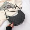 Hilo de Bordado Lingge Bolso de Diseño Nicho 2023 Nuevo Bolso de Mujer Elegante Versátil Bolso Bandolera de Cadena Mini Bolso Media Luna