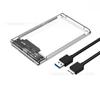 Caja de disco duro móvil externa transparente USB SATA 3.0 de 2,5 pulgadas, transmisión portátil de alta velocidad