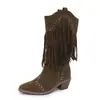 Botas de Caballero de Caña Alta con Tacón Grueso Vintage Otoñal, Estilo Nuevo 2026, Puntera Puntiaguda, Remaches, Tacón Medio, Corte en V, Tallas Grandes para Mujer