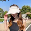 Chapéu de sol de verão feminino chapéu de proteção solar logotipo personalizado chapéu de sol com topo aberto aba larga proteção UV chapéu dobrável