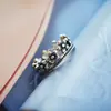 Anillo Abierto de Corona Vintage para Mujer, Anillo Creativo Estilo Dulce Fresco Floral, Anillo de Cola de Plata 925, Anillo para el Pie con Sentido de Diseño