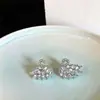 Pendientes de plata con forma de cisne blanco incrustados con diamantes, de lujo ligero, alta moda, pendientes únicos, pendientes de diseño nicho para mujer