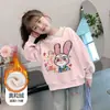 Sudadera de Felpa para Niñas Invierno Niños Espesa Integrada Sudadera de Felpa Niña Conejo de Dibujos Animados Cuello Moda Top de Algodón