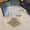 Bragas Sexy de Encaje con Estampado de Leopardo para Mujer, de Cintura Media Estilo Puro Deseo, de Malla Transpirable, Bikinis de Encaje para Mujer