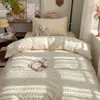 Conjunto de Roupa de Cama Estudantil Super Macio 100% Algodão para Dormir Nu, Conjunto de Três Peças para Estudantes, Cama de Solteiro, Cama Elástica, Conjunto de Quatro Peças 100% Algodão para Dormitório