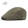 Sombreros para Hombre para Primavera, Verano y Otoño, Nuevo Estilo Boina de Algodón Lavado Bordada, Gorra de Visera Retro Británica, Gorra de Béisbol Moderna para Mujer