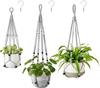 Maceta Combinada Sin Fondo Bolsa de Malla Tejida de Yute Decorativa Cadena para Plantas de Jardín Balcón Borla Cesta Colgante Bolsa de Malla
