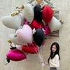 Globos de Papel de Aluminio Flotantes con Forma de Corazón y Lazo de Nuevo Estilo para Fiestas de Cumpleaños Infantiles, Decoraciones Fotográficas Románticas para Habitaciones de Boda