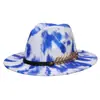 Sombrero de Jazz Estilo Europeo y Americano Británico, Fedora de Lana con Graffiti de Colores y Cinta, Sombrero de Ala Ancha para Hombres y Mujeres, Sombrero Versátil de Ala Ancha