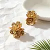 Pendientes de Mariposa Calados Dorados Cepillados Transfronterizos para Mujer, Diseño Grande y Dinámico que Hace que el Rostro Parezca Más Pequeño, Adecuados para Vacaciones de Verano, Citas y el Día a Día