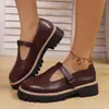 Comercio electrónico transfronterizo, talla grande, colección nueva primavera/otoño 2026, zapatos Mary Jane de suela gruesa, estilo preppy británico para mujer, zapatos pequeños de cuero con tira en T