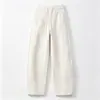 Pantalones Casuales Lisos de Color Nuevo Otoño para Mujer Cintura Elástica Cordón Rectos Largos Versátiles Pierna Ancha Pantalones de Mujer