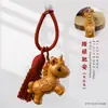 Llavero de Coche Colgante Tallado en Madera Dorada de los Doce Signos del Zodiaco Colgante Creativo Hecho a Mano DIY con Borla para Bolso del Zodiaco