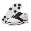 Sapatos de golfe brancos de luxo para homens com cadarços fixos gravados, sapatos masculinos para competição esportiva profissional, tamanhos grandes 45, 46, 47