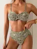 Traje de baño de tirantes sexy con corte europeo y americano, bikini de dos piezas para mujer, color liso, braguita de bikini de cintura media-alta