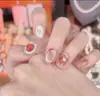 Set de 10 Uñas Azules Ojo de Gato Brillantes Hechas a Mano para una Hija Adinerada, Modernas y Populares, Realza el Cutis y la Elegancia, Uñas Portátiles al por Mayor