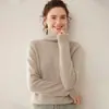 Suéter de Gola Alta Cashmere Espesso Novo Outono Inverno para Mulheres, Suéter Básico Tricotado Macio Pulôver Manga Longa