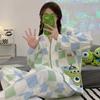 Pijama de Manga Larga a Cuadros para Mujer Kulomi Primavera y Otoño Estilo Popular Skynet talla extra Linda Delgada Ropa Exterior Ropa para el Hogar