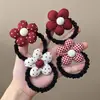Nueva Diadema para Niños de Otoño e Invierno Banda Roja Dulce Flor Cuerda Gruesa para el Cabello Lindo Lunares Bola con Lazo Tocado