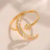 Rueda de la fortuna diosa de la luna circón 5A súper brillante anillo de apertura ajustable anillo cruzado de acero inoxidable sin decoloración en stock