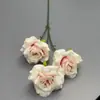 Flor Artificial Rosa Laifei de 3 Cabeças Paisagismo de Salão de Casamento Flor Artificial Rosa Cena de Casamento Arranjo de Flores Adereços para Fotografia ao Ar Livre