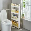 Estante Angosto de 10 cm para Almacenamiento Detrás de la Puerta del Baño, Gabinete para Espacio del Inodoro, Carrito Pequeño de Pie, Estante para Grietas del Baño, Solución de Almacenamiento