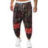 Comercio exterior otoño 2024 estilo étnico europeo y americano para hombre, algodón y lino, holgados, con encaje, bombachos, pantalones harén casuales cortos para hombre