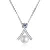Collar de Moissanita Perla Natural de Agua Dulce Lujo Ligero Colgante de Falda Pequeña Collar de Plata Esterlina s925 Fábrica en stock Venta al por Mayor