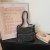 Moda Transfronteriza Bolso Cruzado de Mezclilla Estilo Coreano con Costuras Fruncidas, Bolso de Hombro para Viajes, Bolso de Axila Versátil Casual de Comercio Exterior