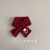 Cachecol de Lã Vermelho Infantil para Ano Novo e Natal, Aquecedor de Pescoço Cruzado à Prova de Vento Quente para Outono e Inverno, Desenho Animado Fofo para Meninos e Meninas