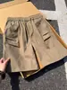 Shorts de trabalho de cor sólida estilo americano para o verão, largos, retos, de perna larga, respiráveis, para esportes ao ar livre