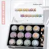 Arte de Uñas Polvo de Luz de Luna Polvo de Espejo Set de 12 Colores Polvo de Superficie de Espejo Aurora Polvo Metálico Polvo de Oro Titanio con Carta de Colores Para Salones de Uñas