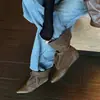 Encuentro Primero Temporada Retro Correa Elástica Botines Fruncidos para Mujer Tacón Oculto Botines Cortos Botas Chelsea Botas Vaqueras Occidentales