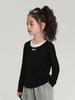 Camiseta Base Manga Longa Infantil Pudding Haru Outono 2025 Nova Camiseta Manga Longa Infantil Falsa Peça Dupla Falsa Peça Dupla
