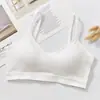 Roupa Íntima Feminina Simples de Algodão Puro Confortável Respirável Sexy Camisola Costas Bonitas Cruzadas no Peito Roupa Íntima para Menina Esportes Yoga Sutiã Camiseta