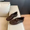 Zapatos de Ballet con Tacón Oculto Retro Zapatos de Entrenamiento Alemanes para Mujer Otoño 2026 Nuevos Zapatos Pequeños de Cuero para el Trabajo Estilo Casual Suela Suave Plana Zapatos de una Sola Pieza